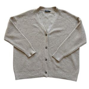 Vineyard Vines Men’s L Beige V-Neck Cardigan Cashmere Wool Sweater Long Sleeve